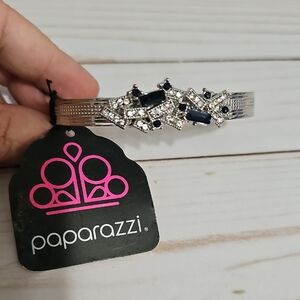 Paparazzi Silver Cuff Bracelet With Blue Accents